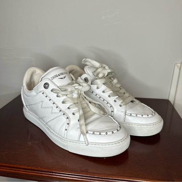 Zadig&Voltaire La Flash Women’s low top leather sneakers - Size 7 White - Picture 4 of 14